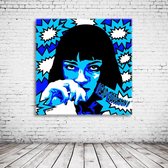 Pop Art Mia Wallace Pulp Fiction Acrylglas - 100 x 100 cm op Acrylaat glas + Inox Spacers / RVS afstandhouders - Popart Wanddecoratie