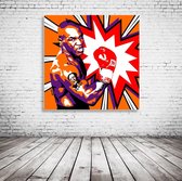 Mike Tyson Pop Art Acrylglas - 100 x 100 cm op Acrylaat glas + Inox Spacers / RVS afstandhouders - Popart Wanddecoratie