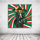 Pop Art Angus Young Acrylglas - 80 x 80 cm op Acrylaat glas + Inox Spacers / RVS afstandhouders - Popart Wanddecoratie