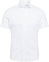 OLYMP Level 5 24/Seven body fit overhemd - korte mouw - wit tricot - Strijkvriendelijk - Boordmaat: 40