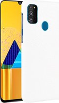 Samsung Galaxy M21 Hoesje - Mobigear - Croco Serie - Hard Kunststof Backcover - Wit - Hoesje Geschikt Voor Samsung Galaxy M21