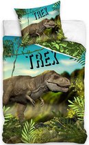 DREAMEE Dinosaurus Dekbedovertrek TRex - Eenpersoons - 140x200 cm - Multi
