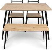 BAM-Meubel Eetkamerset 4-delig Lenox - Eettafel Met 2 Stoelen en 1 Bankje