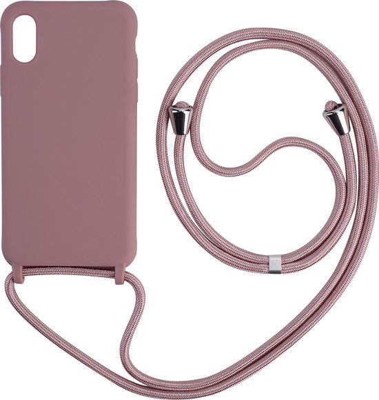 Étui avec cordon uni rose cool pour iPhone 15 Pro Max