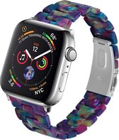 Resin Smartwatch bandje - Geschikt voor Apple Watch stalen band - kleurrijk paars - Strap-it Horlogeband / Polsband / Armband - Maat: 38 - 40 - 41mm