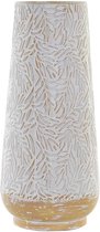 Bloemenvaas van metaal witte bladeren motief 24 x 53 cm. Prachtige stijlvolle bloemen of takken vaas voor binnen