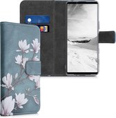 kwmobile telefoonhoesje voor Sony Xperia 5 III - Hoesje met pasjeshouder in taupe / wit / blauwgrijs - Magnolia design