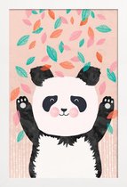 JUNIQE - Poster met houten lijst Panda kinderkamer illustratie -13x18