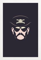 JUNIQE - Poster met houten lijst Lemmy Motorhead - minimalistisch