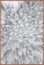 JUNIQE - Poster met kunststof lijst Snowy Forests -20x30 /Grijs & Wit