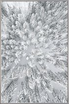 JUNIQE - Poster met kunststof lijst Snowy Forests -30x45 /Grijs & Wit