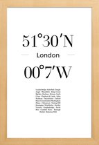 JUNIQE - Poster in houten lijst London -30x45 /Wit & Zwart