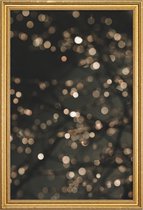 JUNIQE - Poster met houten lijst Midnight Glow -13x18 /Bruin & Zwart