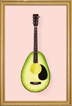 JUNIQE - Poster met houten lijst Avocado Guitar -40x60 /Bruin & Groen
