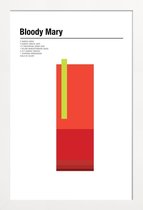 JUNIQE - Poster met houten lijst Bloody Mary - minimalistisch -13x18