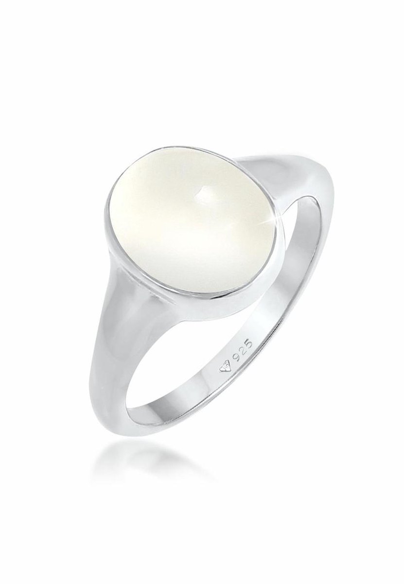 Elli - Ring - Dames Zegel met Maansteen in 925 Sterling Zilver Verguld - Dames