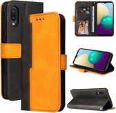 Voor Samsung Galaxy A02/M02 EU Versie Zakelijke Stiksels-Kleur Horizontale Flip PU Lederen Case met Houder & Kaartsleuven & Fotolijst (Oranje)