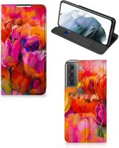 Hoesje met Tekst Geschikt voor Samsung Galaxy S21 FE Smart Cover Tulips