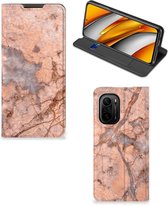 Coque de téléphone Xiaomi Mi 11i | Poco F3 Wallet Book Case Marbre Oranje
