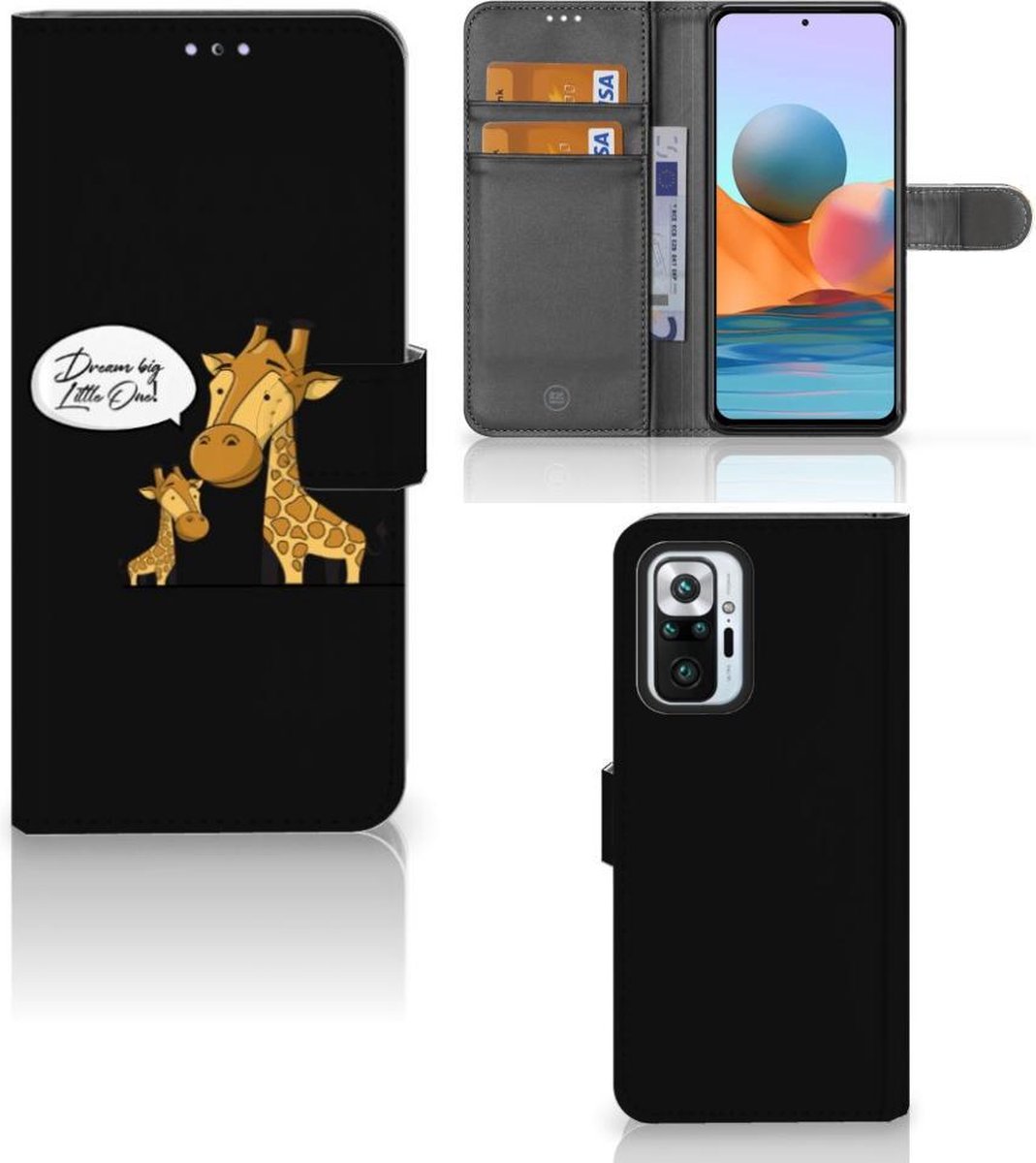 Book Case voor Xiaomi Redmi Note 10 Pro Leuk Hoesje Giraffe