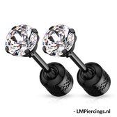 Piercing 2-zijdig te dragen 4 mm zwart