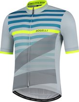 Rogelli Stripe Fietsshirt - Korte Mouwen - Heren - Grijs, Groen, Fluor - Maat S