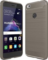 Voor Huawei P8 Lite (2017) geborsteld koolstofvezel textuur schokbestendig TPU beschermhoes (grijs)