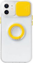 Sliding Camera Cover Design TPU beschermhoes met ringhouder voor iPhone 11 Pro (geel)