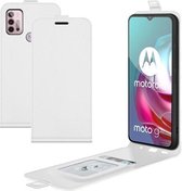 Voor Motorola Moto G30 / G10 R64 Textuur Enkele Verticale Flip Lederen Beschermhoes met Kaartsleuven & Fotolijst (Wit)