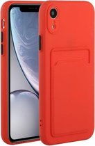 Card Slot Design Shockproof TPU beschermhoes voor iPhone XR (rood)