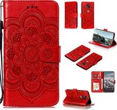 Voor OPPO Find X3 / Find X3 Pro Mandala Embossing Pattern Horizontale Flip PU lederen tas met houder & kaartsleuven & Walle & Lanyard (rood)