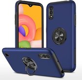 Voor Samsung Galaxy A01 PC + TPU schokbestendige magnetische beschermhoes met onzichtbare ringhouder (blauw)