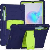 Voor Samsung Galaxy Tab S6 T860 3-laags beschermingsschermframe + pc + siliconen schokbestendige combinatiebehuizing met houder (marineblauw + limoen)