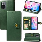 Voor Geschikt voor Xiaomi Redmi Note 10 Pro Effen Kleur Lederen Gesp Telefoon Case met Lanyard & Fotolijst & Kaartsleuf & Portemonnee & Stand Functie (Groen)