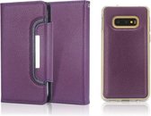 Voor Samsung Galaxy S10e Litchi Texture Horizontale Flip Buckle Afneembare Magnetische PU Leather Case met Kaartsleuven & Portemonnee & Fotolijst (Paars)