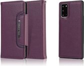 Voor Samsung Galaxy Note20 Litchi Texture Horizontale Flip Buckle Afneembare Magnetische PU Leather Case met Kaartsleuven & Portemonnee & Fotolijst (Paars)