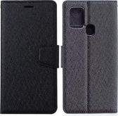 Voor Samsung Galaxy M31 Zijden Textuur Horizontale Flip Leren Case met Houder & Kaartsleuven & Portemonnee & Fotolijst (Zwart)