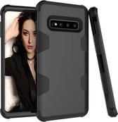 Voor Samsung Galaxy S10 contrastkleur siliconen + pc schokbestendig hoesje (zwart)