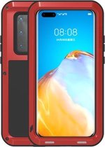Voor Huawei P40 Pro LOVE MEI metalen schokbestendige waterdichte stofdichte beschermhoes (rood)