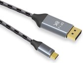 Gevlochten 3 m 8K USB-C / Type-C naar DisplayPort1.4 adapter verbindingskabel