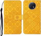 Voor Xiaomi Redmi Note 9T Etnische Stijl Reliëfpatroon Horizontale Flip Leren Case met Houder & Kaartsleuven & Portemonnee & Lanyard (Geel)