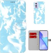 Voor OnePlus 9 Cloud Fog Pattern Horizontal Flip Leather Case met houder & kaartsleuf & portemonnee (hemelsblauw)