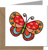 Tallies Cards - greeting - ansichtkaarten - Vlinder - PopArt  - Set van 4 wenskaarten - Inclusief kraft envelop - zonder tekst - zonder boodschap - blanco - 100% Duurzaam