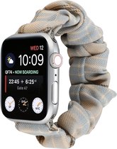 By Qubix Elastisch scrunchie nylon bandje - Khaki - Lichtblauw - Geschikt voor Apple Watch 38mm - 40mm - 41mm - Compatible Apple watch bandje -