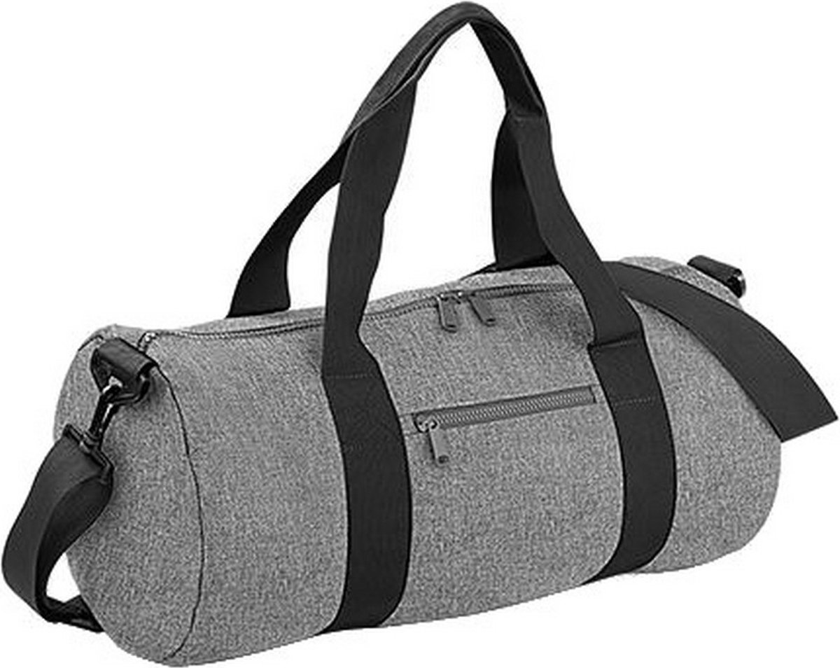 Bagbase Gewoon Varsity Barrel / Duffle Bag (20 Liter) (Grijze mergel/zwart)