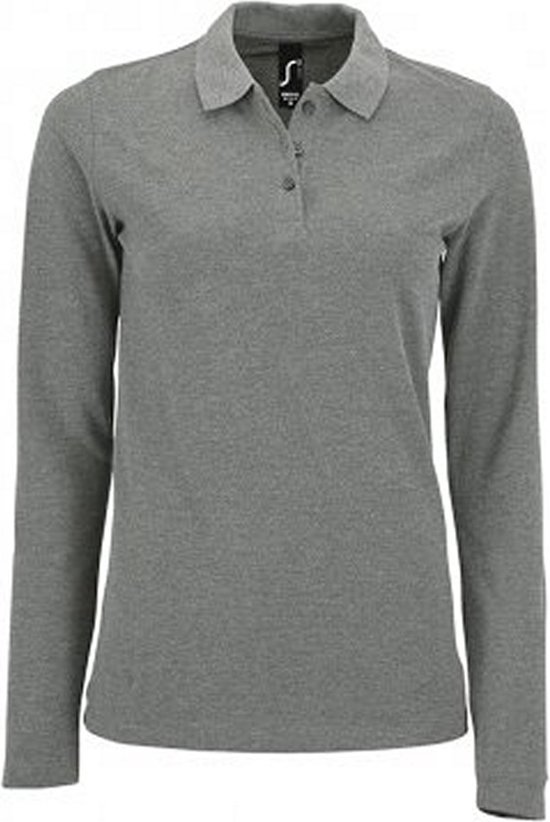 SOLS Dames/dames Perfecte Lange Mouw Pique Polo Shirt (Grijze Mergel)