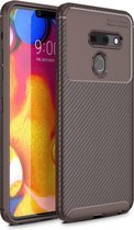 LG G8 ThinQ Hoesje - Mobigear - Racing Serie - TPU Backcover - Bruin - Hoesje Geschikt Voor LG G8 ThinQ