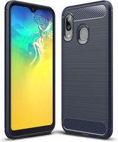 Samsung Galaxy A20e Hoesje - Mobigear - Brushed Slim Serie - TPU Backcover - Marineblauw - Hoesje Geschikt Voor Samsung Galaxy A20e