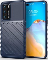 Huawei P40 Hoesje - Mobigear - Groove Serie - TPU Backcover - Blauw - Hoesje Geschikt Voor Huawei P40