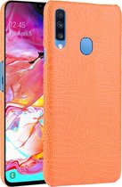 Samsung Galaxy A20s Hoesje - Mobigear - Croco Serie - Hard Kunststof Backcover - Oranje - Hoesje Geschikt Voor Samsung Galaxy A20s